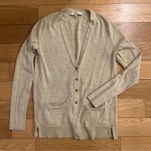 Loft Gold Shimmer Cardigan Sweater